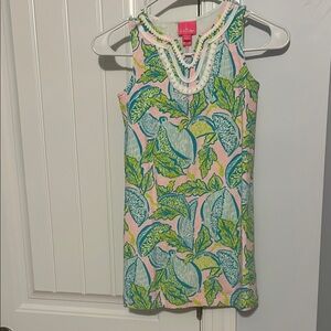 Lilly Pulitzer Sleeveless Leaf Print Dress Sz Girls Medium 6-7 NWT